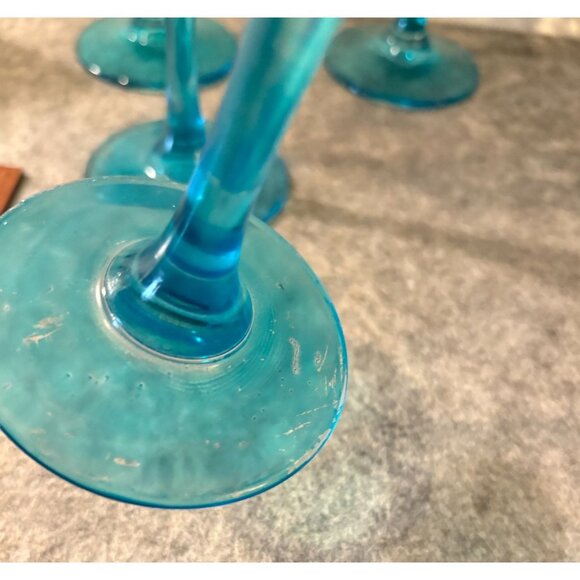 5 Multi Colored Stemmed 7.75" Wine glasses # 2859 - Picture 6 of 7